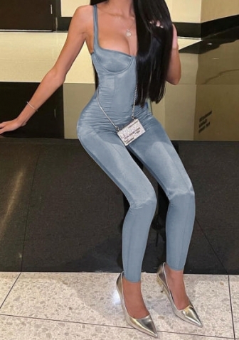 (Real Image)2024 Styles Women Spring Fashion Elegant Casual Shiny Jumpsuit