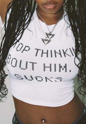 (Real Image)2024 Styles Women Summer Fashion Slim Crop Top with Versatile Printed Short Sleeve Top