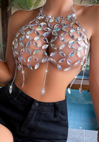 (Real Image)2024 Styles Women Multilayer Pendant Necklace Iridescent Beach Body Chain