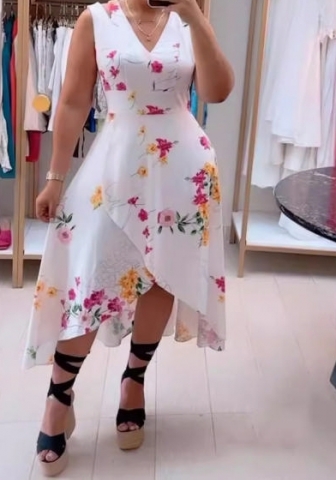 (Real Image)2024 Styles Women Floral Print V-Neck Maxi Dress