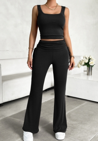 (Real Image)2024 Styles Women Spring/Summer Casual Solid Color Slim Fit Tank Top and Pants Homewear Set