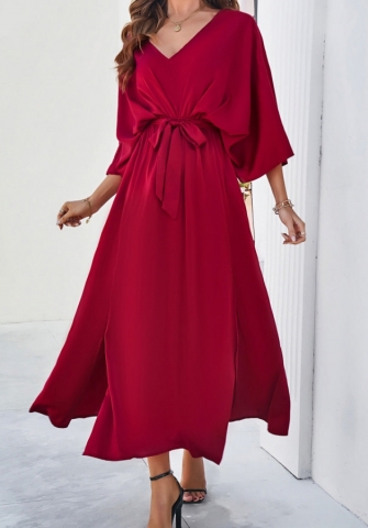 (Real Image)2024 Styles Women Spring/Summer Elegant V-Neck Loose Maxi Dress