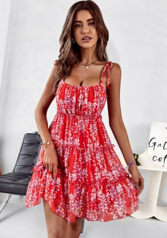 (Real Image)2024 Styles Women Summer Ruffle Strap Floral A-Line Dress