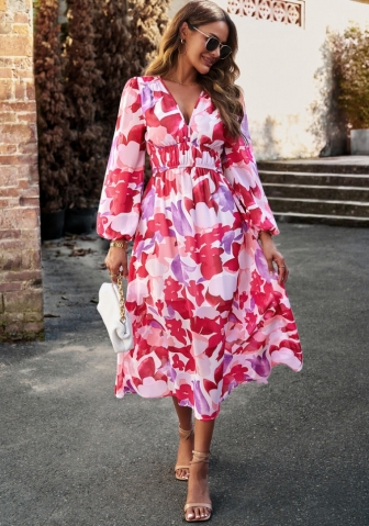 (Real Image)2024 Styles Women Autumn Bohemian Casual Printed Maxi Dress