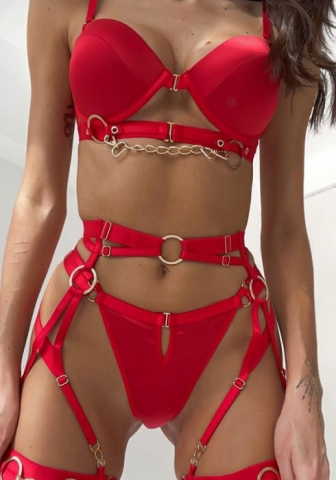 (Real Image)2024 Styles Women Metal Punk Style Complex Craftsmanship Sexy Shapewear Lingerie Set