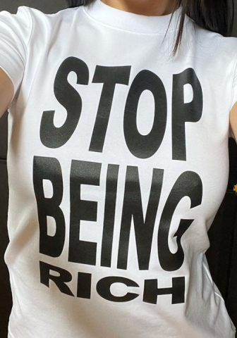 (Real Image)2024 Styles Women Sexy Round-Neck Crop Top with Lettering