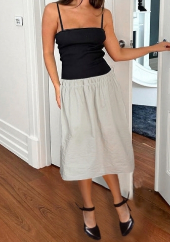 (Real Image)2024 Styles Women Fashion-Color Halter Strap Skater Skirt