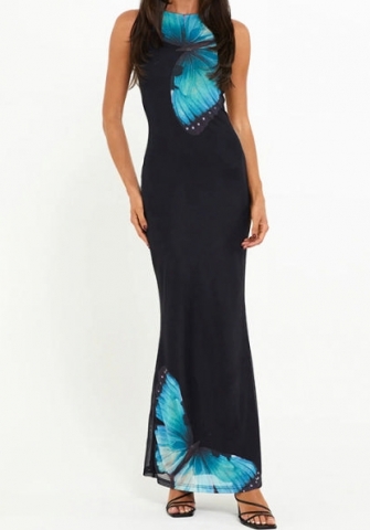 (Real Image)2024 Styles Women Fashion-Color Halter Strap Skater Maxi Dress