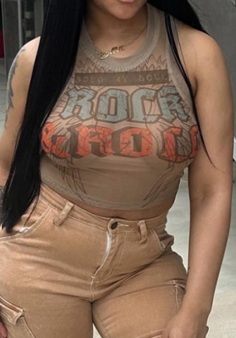 (Real Image,Only Tops)2024 Styles Women Trendy Printed Sexy Spice Slim Fit Casual Crop Top