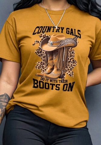 (Real Image)2024 Styles Women Printed Round-Neck Casual Loose T-Shirt