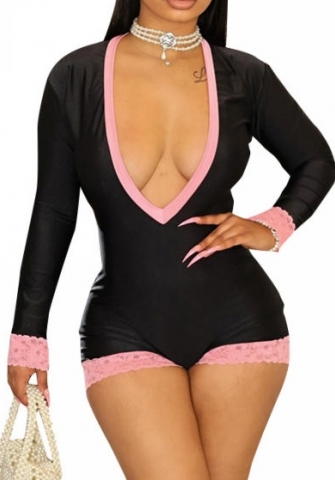 (Real Image)2024 Styles Women Lace-Paneled Playsuit