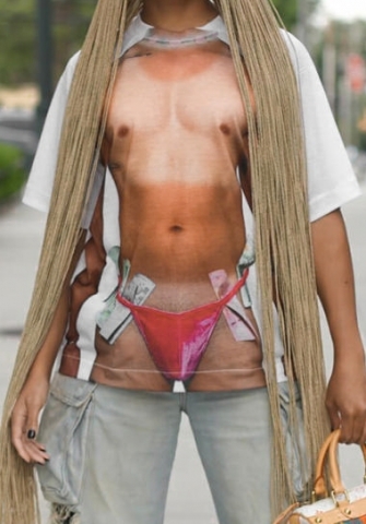 (Real Image,Only Tops)2024 Styles Women Funny and Creative Digital Casual Comfort Short T-Shirt