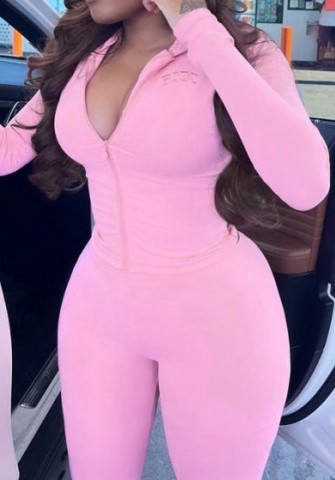 (Real Image)2024 Styles Women Stylish Solid-Color Embroidered Cropped Hoodie and Sexy Tight Pants Set