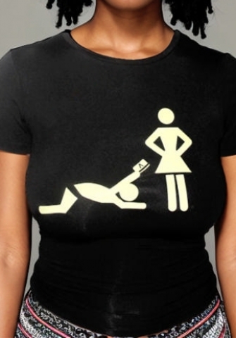 (Black)2024 Styles Women Casual Printed Lettering Slim Spice Short-Sleeved T-Shirt