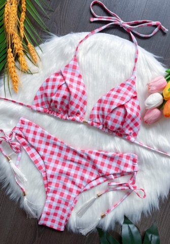 (Real Image)2024 Styles Women Printed Fringe Bikini Set