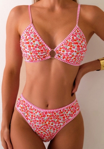 (Real Image)2024 Styles Women Floral Print Triangle Cup Sexy Bikini Swimsuit