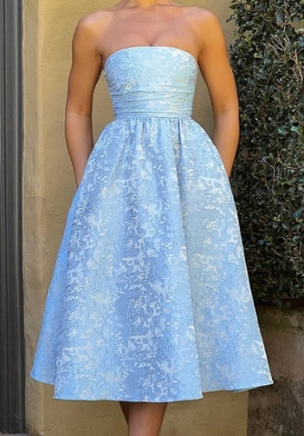 (Blue)2024 Styles Women Body-Hugging Jacquard Satin Bustier Dress