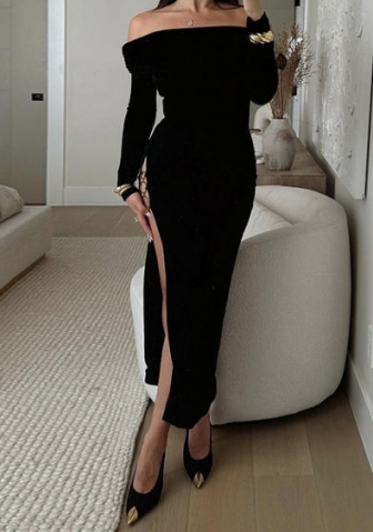 (Real Image)2024 Styles Women Sensual Body-Conscious Off-Shoulder Ring-Detail Dress