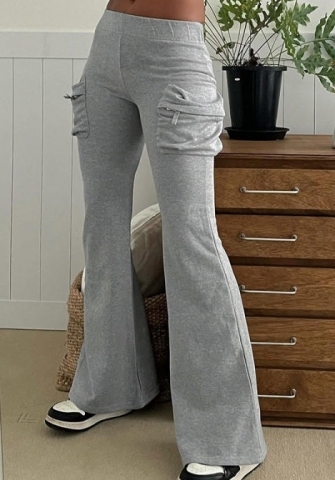 (Real Image)2024 Styles Women High-Waisted Zip Pocket Bootcut Pants