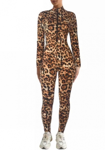 (Real Image)2024 Styles Women Round-Neck Long-Sleeve Printed Jumpsuit