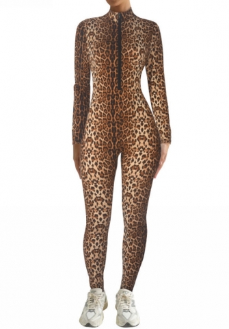 (Real Image)2024 Styles Women Round-Neck Long-Sleeve Printed Jumpsuit
