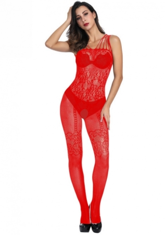 (Real Image)2024 Styles Women Embellished Sheer Lace Jumpsuit with Open Crotch