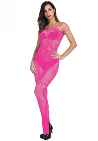 (Real Image)2024 Styles Women Embellished Sheer Lace Jumpsuit with Open Crotch