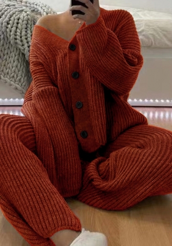 (Real Image)2024 Styles Women Long Sleeve Cardigan & Pant Knitwear Set for Ultimate Comfort & Style