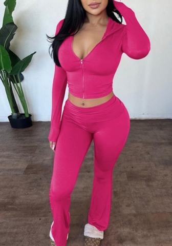 (Real Image)2024 Styles Women Autumn/Winter Sexy Cropped Long Sleeve Hooded Top & Fitted Flare Pants Set