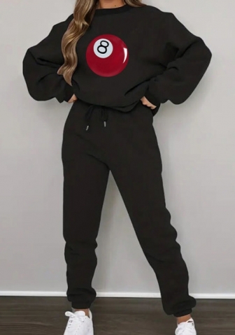 (Real Image)2024 Styles Women Autumn/Winter Fashion Printed Solid Sweatshirt & High-Waist Cuffed Pants Casual Set