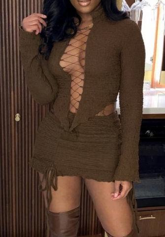 (Real Image)2024 Styles Women Fashionable Long Sleeve Skirt Set - Trendy Two-Piece Outfit