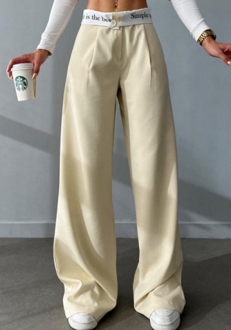 (Apricot,Only Bottom)2024 Styles Women High-Waist Straight-Leg Printed Pants for Chic Office Wear