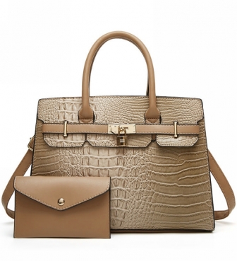 (Khaki,Real Image)2025 Styles Trendy Mother-Child Bag Set: Fashionable Tote & Shoulder Bag Duo for Women