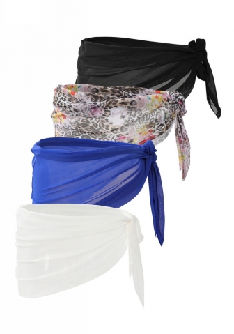 (4 PCS,4 Color)2025 Styles Women Irregular Side-Tie Blouse Four-Piece Set